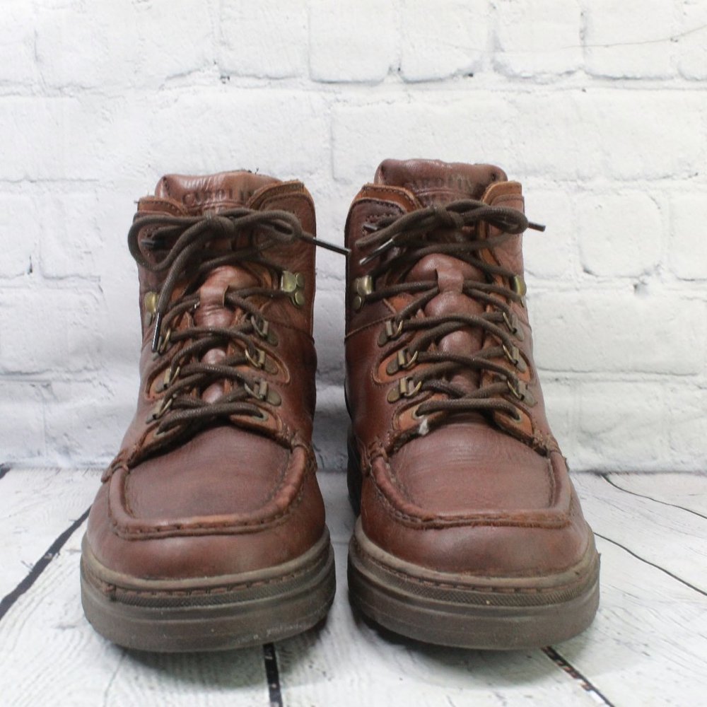 Carolina Brown Leather Lace-up Padded Chukka Work Ankle Boots Size 8 D - Picture 4 of 9